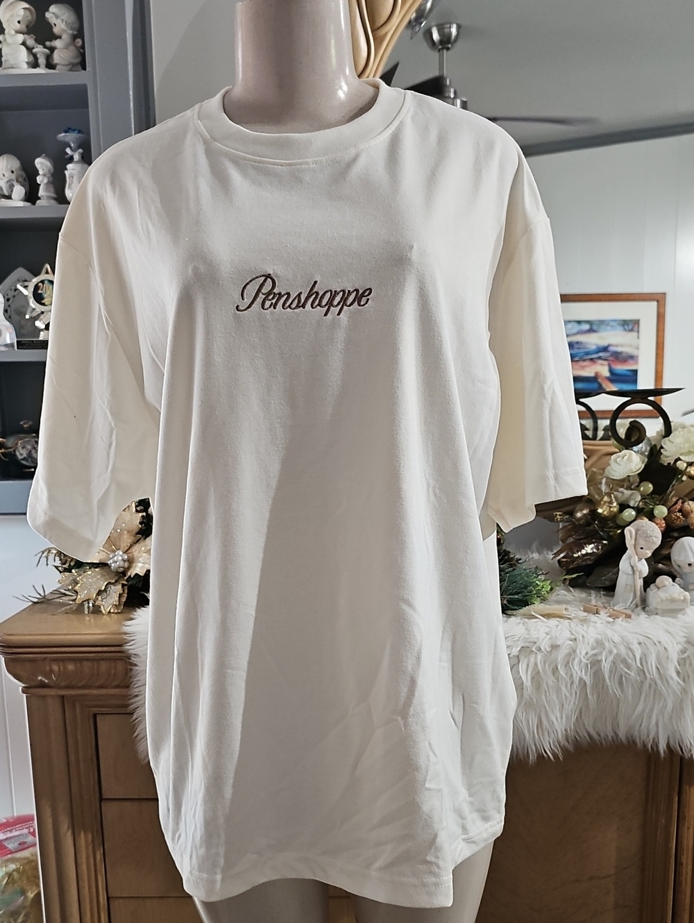 Penshoppe Women's Relaxed Fit T-Shirt Off White Size Large